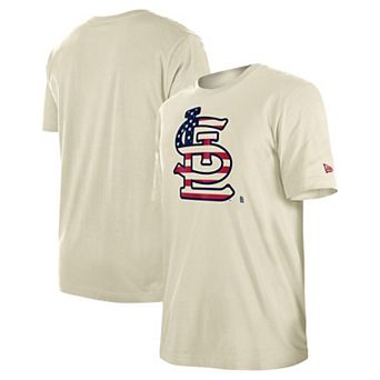 Men's New Era Cream St. Louis Cardinals 4th of July Flag Fill T-Shirt