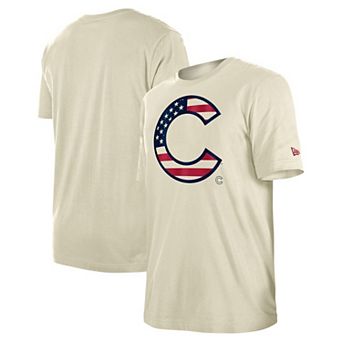 Men's New Era Cream Chicago Cubs 4th of July Flag Fill T-Shirt