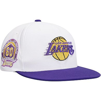 Men's Mitchell & Ness White Los Angeles Lakers Soul Logo Shine 2-Tone Snapback Hat