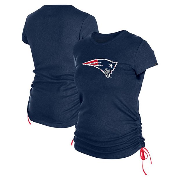 Women s New Era Navy New England Patriots Ruched Side T Shirt