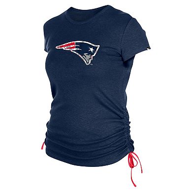 Women's New Era Navy New England Patriots Ruched Side T-Shirt