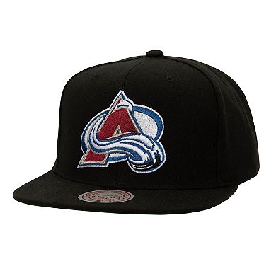 Men's Mitchell & Ness Black Colorado Avalanche Core Top Spot Snapback Hat