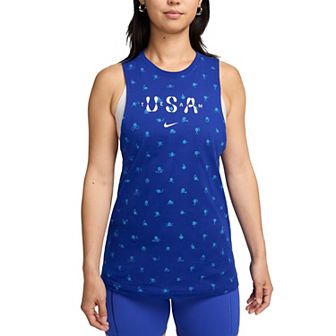 Women's Nike Blue Team USA Icon Allover Print Muscle Tank Top