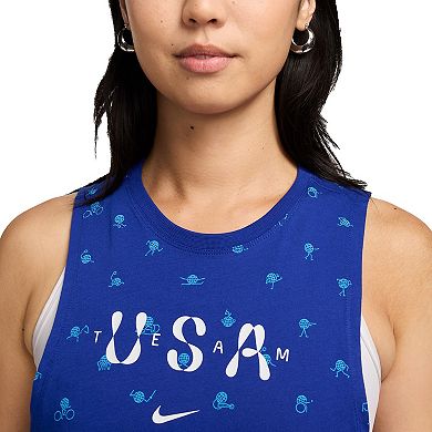 Women's Nike Blue Team USA Icon Allover Print Muscle Tank Top