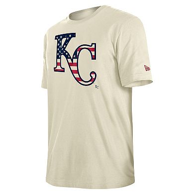 Men's New Era Cream Kansas City Royals Americana Flag Fill T-Shirt