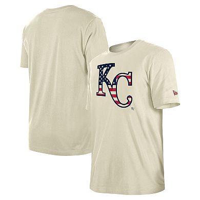 Men's New Era Cream Kansas City Royals Americana Flag Fill T-Shirt