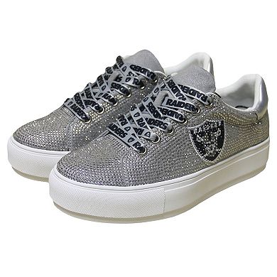 Women's Cuce Silver Las Vegas Raiders Team Color Crystal Sneakers