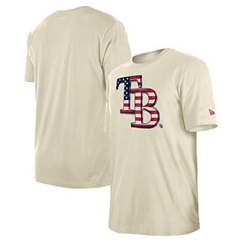 Men's New Era Cream Tampa Bay Rays 4th of July Flag Fill T-Shirt