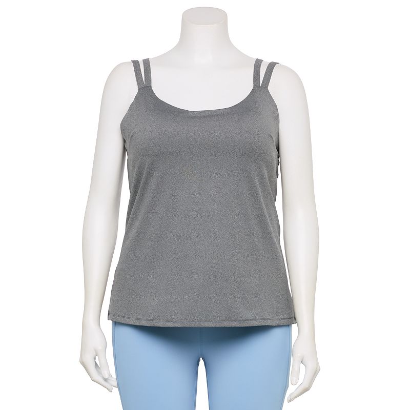 Plus Size Tek Gear® Ultrastretch Strappy Bra Tank Top, Women's, Size: 1XL, Grey