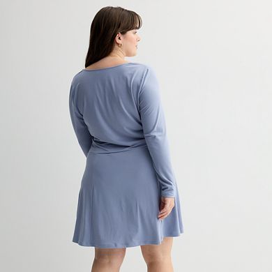 Juniors' Plus Size SO® Long Sleeve Skater Mini Dress