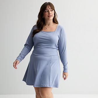 Juniors' Plus Size SO® Long Sleeve Skater Mini Dress