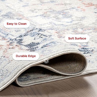 nuLOOM Everlee Faded Persian Machine Washable Area Rug