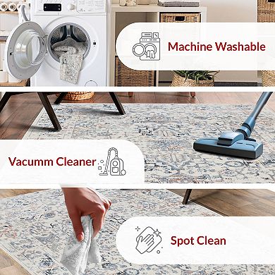 nuLOOM Everlee Faded Persian Machine Washable Area Rug