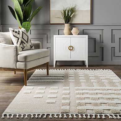 nuLOOM Cordelia Fragmented Stripes Tasseled Area Rug