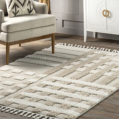 nuLOOM Cordelia Fragmented Stripes Tasseled Area Rug