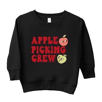 Cartoon Apple Picking Crew Toddler Graphic Sweatshirt