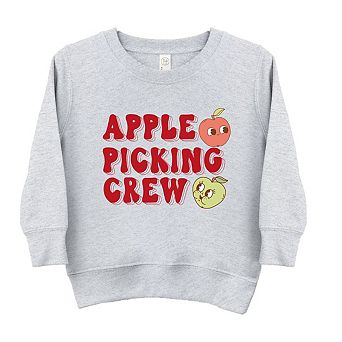 Cartoon Apple Picking Crew Toddler Graphic Sweatshirt