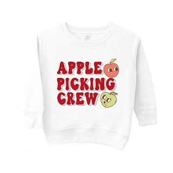 Cartoon Apple Picking Crew Toddler Graphic Sweatshirt