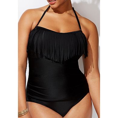 Swimsuits for All Women's Fringe Bandeau One Piece Swimsuit