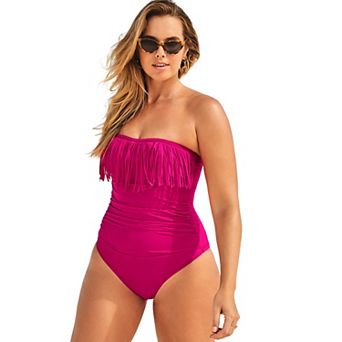 Swimsuits for All Women's Fringe Bandeau One Piece Swimsuit