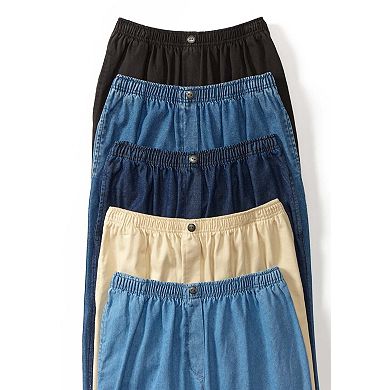 Woman Within Plus Size Petite 7-Day Straight-Leg Elastic-Waist Cotton Denim Pant