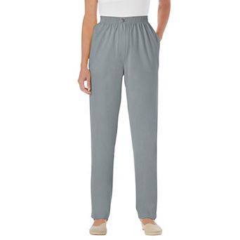 Woman Within Plus Size Petite Straight-Leg All-Cotton Denim Pull-On 7-Day Elastic-Waist Jeans