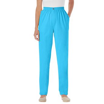 Woman Within Plus Size Petite Straight-Leg All-Cotton Denim Pull-On 7-Day Elastic-Waist Jeans