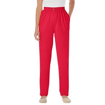 Woman Within Plus Size Petite Straight-Leg All-Cotton Denim Pull-On 7-Day Elastic-Waist Jeans