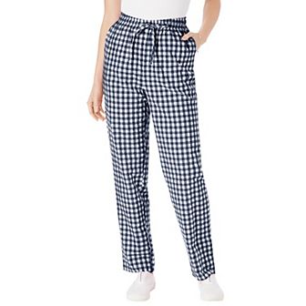 Woman Within Plus Size Petite Seersucker Pull-On Elastic-Waist Pants