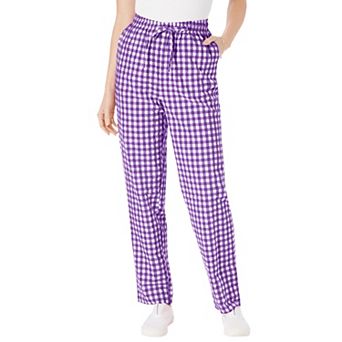 Woman Within Plus Size Petite Seersucker Pull-On Elastic-Waist Pants