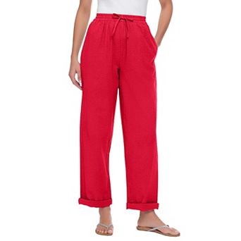 Woman Within Plus Size Petite Seersucker Pull-On Elastic-Waist Pants