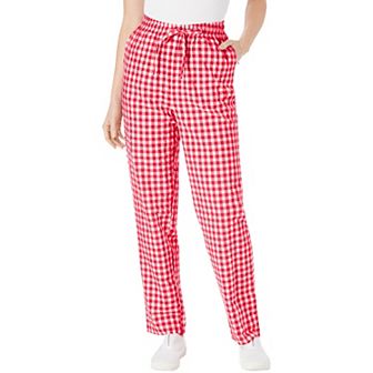 Woman Within Plus Size Petite Seersucker Pull-On Elastic-Waist Pants