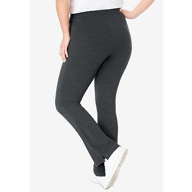 Woman Within Plus Size Petite Stretch Cotton Bootcut Legging