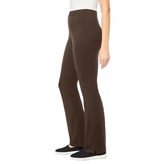 Woman Within Plus Size Petite Stretch-Cotton Knit Pull-On Bootcut Leggings
