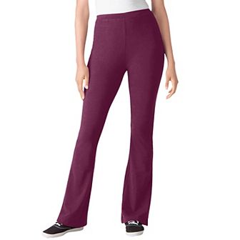 Woman Within Plus Size Petite Stretch-Cotton Knit Pull-On Bootcut Leggings