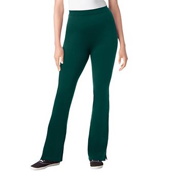 Woman Within Plus Size Petite Stretch-Cotton Knit Pull-On Bootcut Leggings
