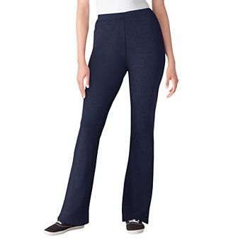 Woman Within Plus Size Petite Stretch-Cotton Knit Pull-On Bootcut Leggings