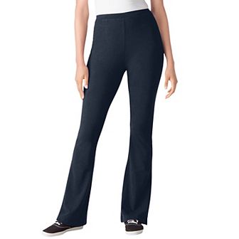Woman Within Plus Size Petite Stretch-Cotton Knit Pull-On Bootcut Leggings