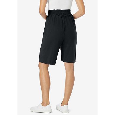 Woman Within Plus Size Elastic-Waist Knit Short