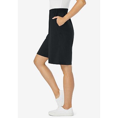 Woman Within Plus Size Elastic-Waist Knit Short