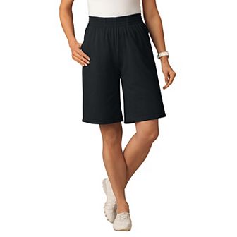 Woman Within Plus Size Elastic-Waist Knit Short