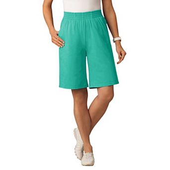 Woman Within Plus Size Elastic-Waist Knit Short
