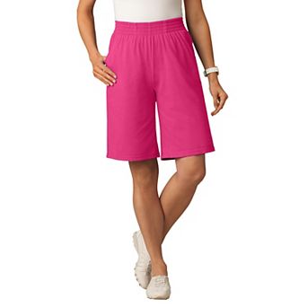 Woman Within Plus Size Elastic-Waist Knit Short