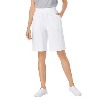 Woman Within Plus Size Elastic-Waist Knit Short
