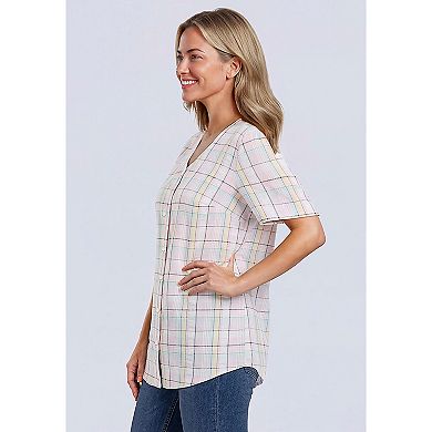 Woman Within Plus Size Seersucker Baseball Shirt