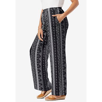 Woman Within Plus Size Pull-On Elastic Waist Soft Pants