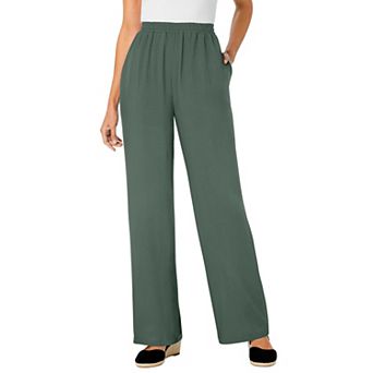 Woman Within Plus Size Pull-On Elastic Waist Soft Pants