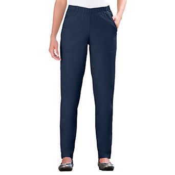 Woman Within Plus Size Straight Leg Fineline Pull-On Stretch Denim Jeans