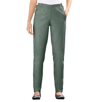 Woman Within Plus Size Straight Leg Fineline Pull-On Stretch Denim Jeans