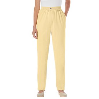 Woman Within Plus Size Tall Straight-Leg All-Cotton Denim Pull-On 7-Day Elastic-Waist Jeans